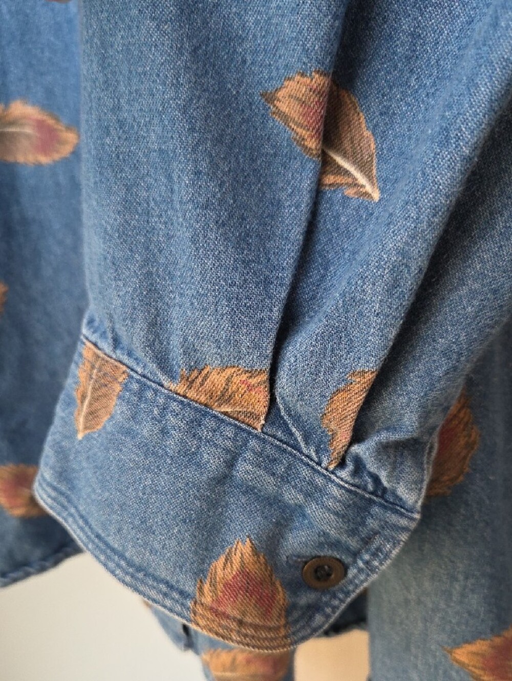 Womens 2XL Westbound Blue Denim Button-Down Shirt Feather Western Oversize Fall - Picture 5 of 7